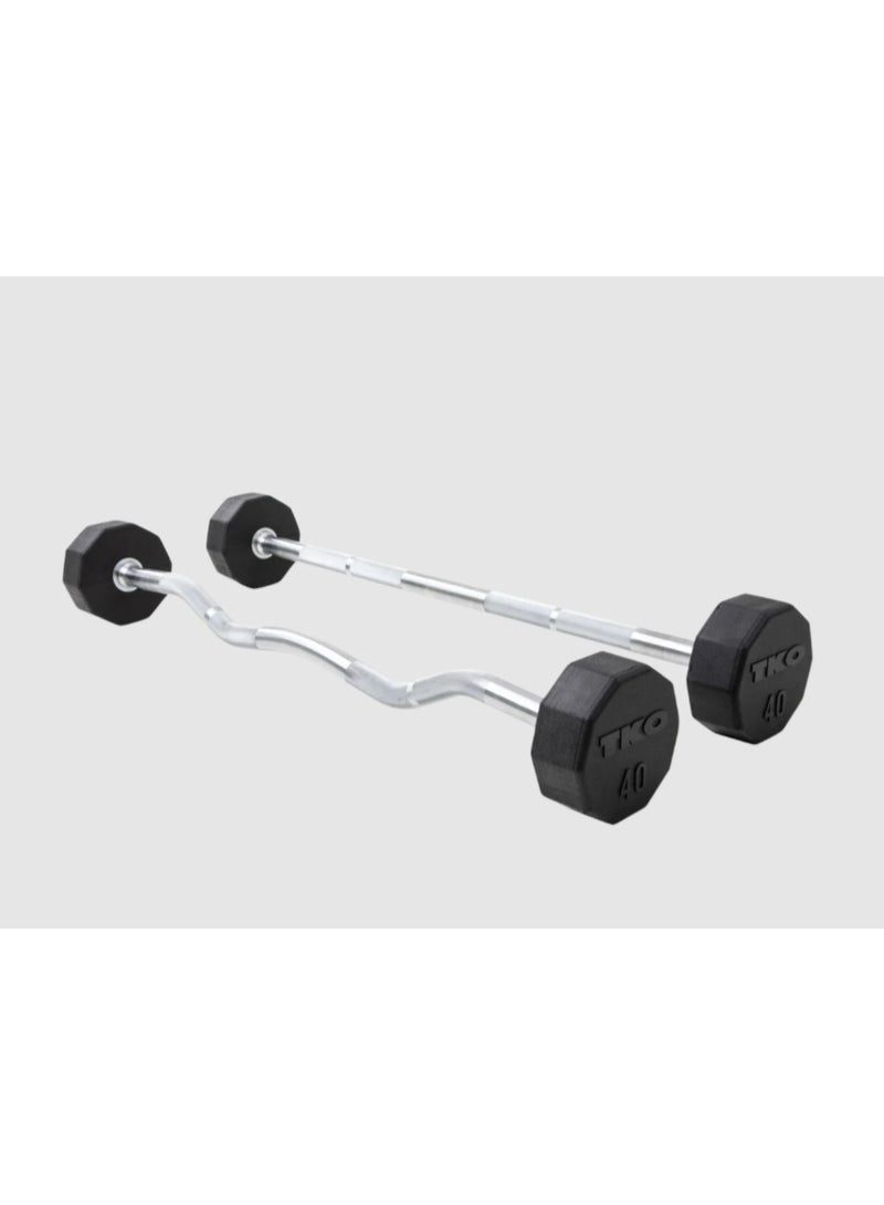 10-Sided Rubber Fixed Barbells Set | Heavy Duty Gym Strength Training Equipment